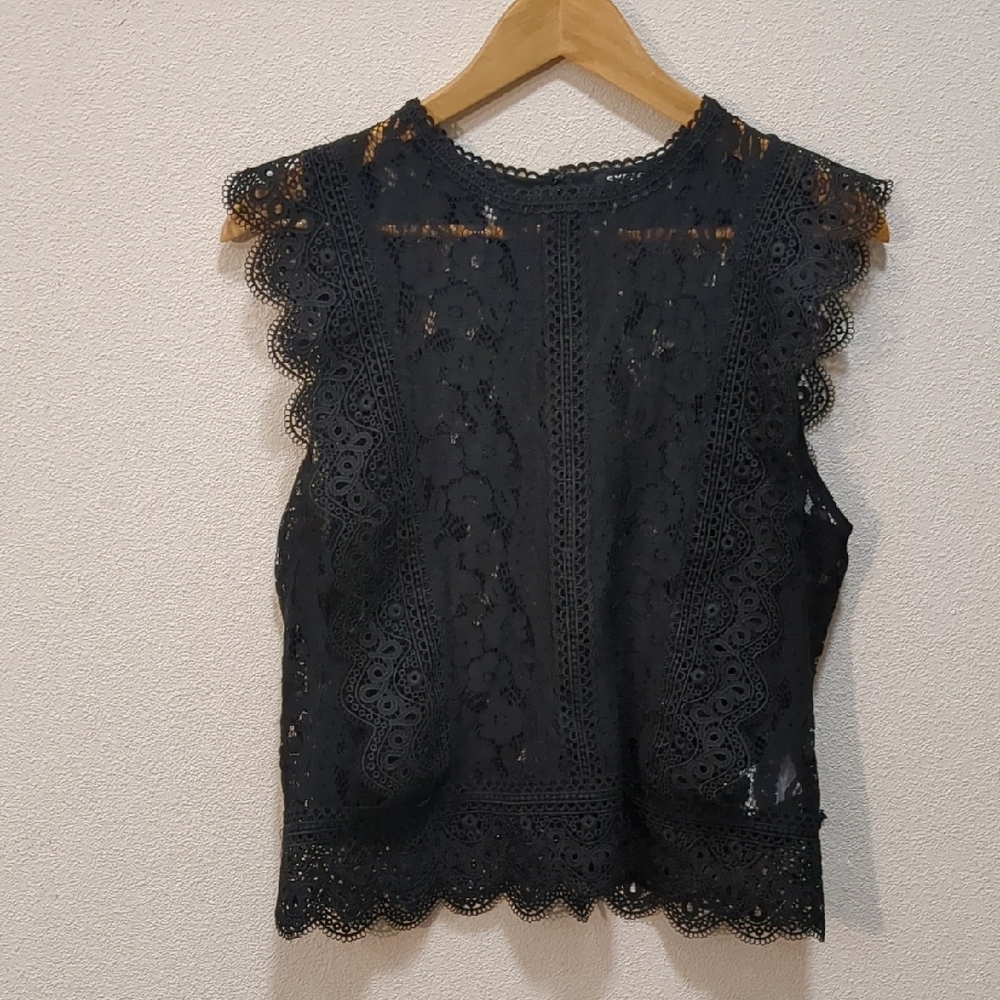 Express Black Lace Cap Sleeve Blouse